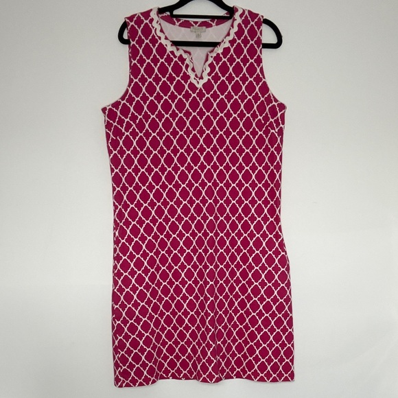 Talbots Dresses & Skirts - Talbots Fuchsia & White Sleeveless Lattice Shift Dress